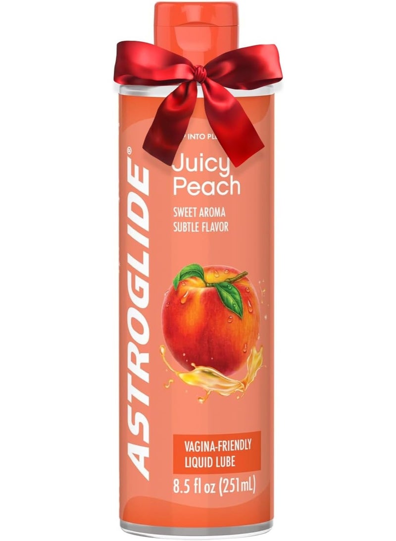 Astroglide Peach Flavored Personal Lubricant (8.5oz), Lube for Men, Women and Couples, Delicious Flavor, Hypoallergenic, Vaginal Safe, Condom Compatible